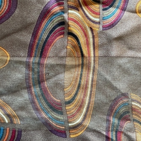 🎉HP🎉 Oscar De La Renta Pocket Square Scarf Geometric Multi Colored Ovals - Picture 3 of 3